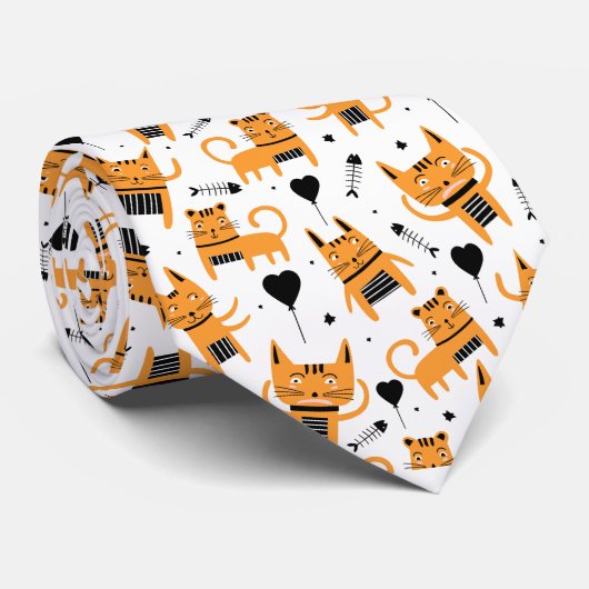 kattencadeau | Schattig kattenpatroon kinderachtig Stropdas (Opgerold)