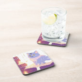 Kattencafé in de bibliotheek bier onderzetter (Rechterzijde)