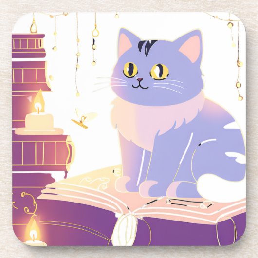 Kattencafé in de bibliotheek bier onderzetter (Voorkant)