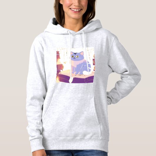 Kattencafé in de bibliotheek hoodie (Voorkant)