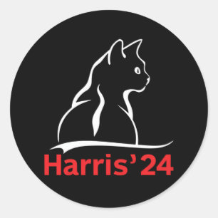 Kattendames voor Kamala Cat 2024 President Kamala Ronde Sticker