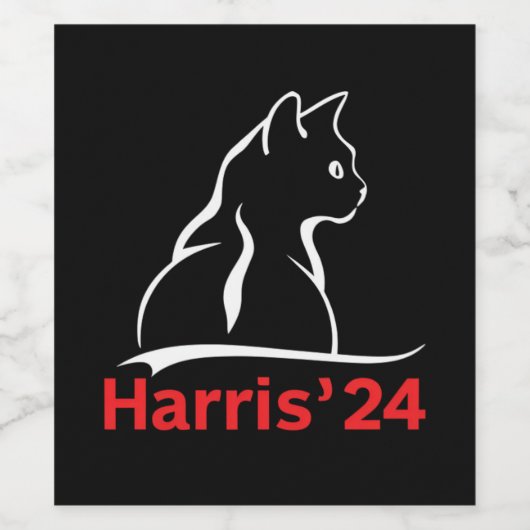 Kattendames voor Kamala Cat 2024 President Kamala Wijn Etiket (Enkel label)