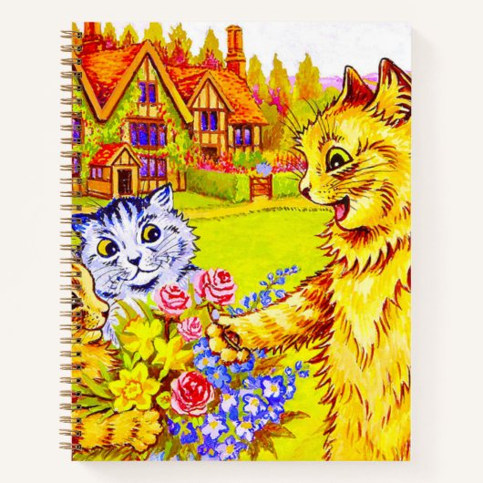 Kattenfamilie in de tuin notitieboek (Voorkant)