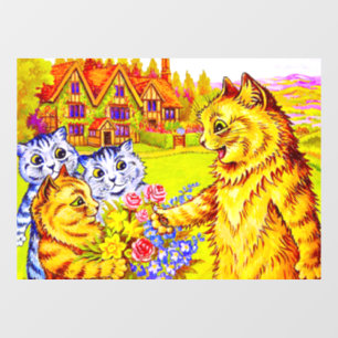 Kattenfamilie in de tuin raamsticker