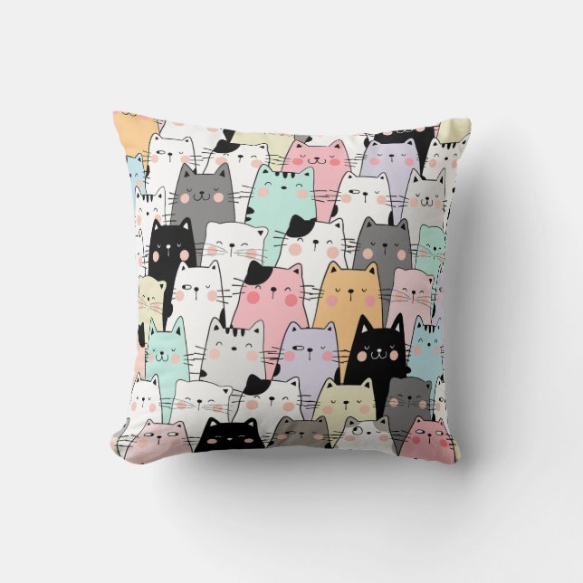 Kattenfeest 16x16 kussen (Voorkant)