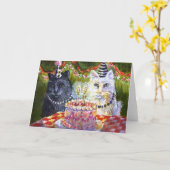 Kattenfeest Kaart (Gele Bloem)