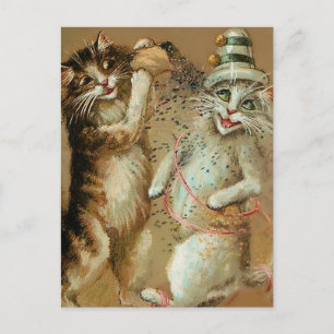 “Kattenfeest met confetti” van Maurice Boulanger Briefkaart