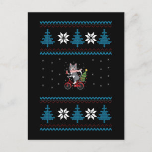 Kattenfiets lelijk kerstfeest briefkaart