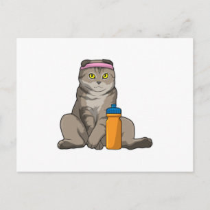 Kattenfitness drinkbeker briefkaart