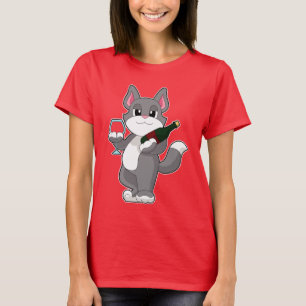 Kattenfles Rode wijn T-shirt
