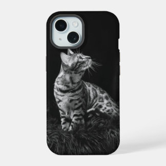 Kattenfoto zwart-wit iPhone 15 hoesje