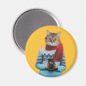 Kattenfotograaf in trui Quirky Magneet (Voorkant / Achterkant)
