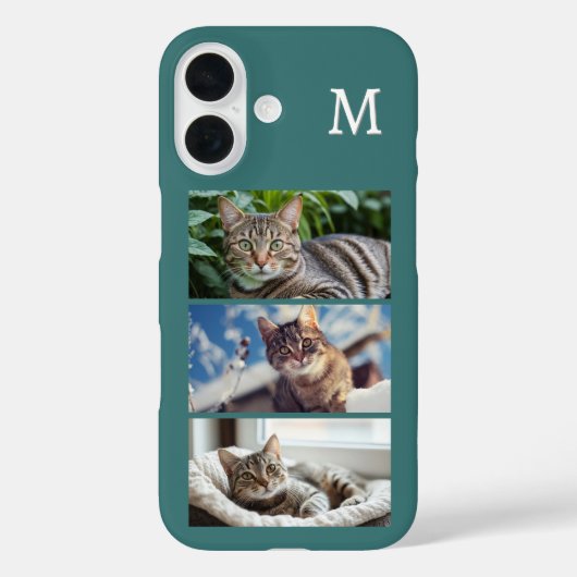 Kattenfoto's Dierenfoto's Monogrammed Blauwgroen Case-Mate iPhone Case (Achterkant)