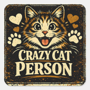 Kattengek – Kattenwaanzin Trots Liefde Vierkante Sticker