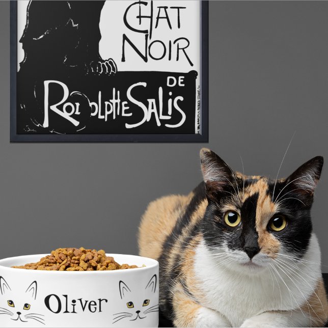 Kattengezicht Aangepaste Naam  Voerbakje (Creator heeft geüpload)