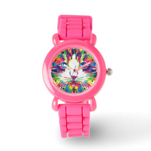 Kattengezicht Geometrisch Prismatisch Ontwerp-3245 Horloge