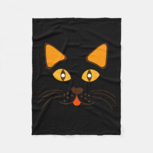 Kattengezicht Hoofd Grappig Schattig Halloween Kos Fleece Deken