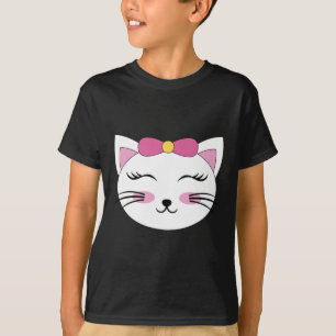 Kattengezicht hoofd wimpers gesloten ogen glimlach t-shirt