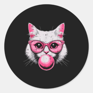 Kattengezicht Nk Gles Bubble Gum Schattige Kitty V Ronde Sticker
