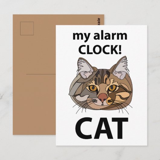 Kattengezicht Wekt mijn wekker Tabbykat Briefkaart (Voorkant / Achterkant)