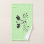  Kattengezicht Zwart Tekenen Groene ogen Handdoek (Handdoek)