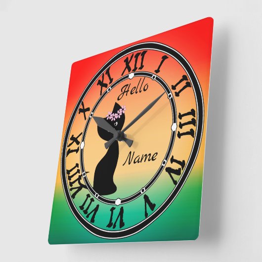 Kattengradiënt coraalblauwe ruggengraat vierkante klok (Hoek)