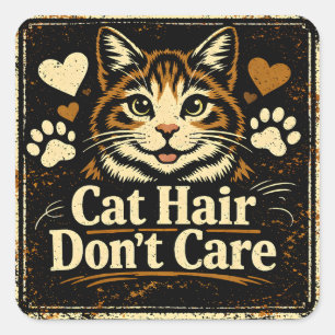 Kattenhaar Maakt Niet Uit – Humor Voor Katteneigen Vierkante Sticker