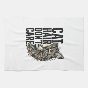 Kattenhaar maakt niet uit Vintage graveer cat shir Theedoek