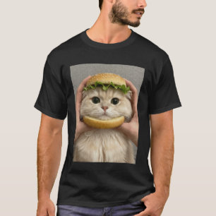 Kattenhamburgerbroodje Schattig Grappig Eten Meme T-shirt