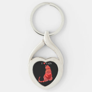 Kattenharten verdraaide metalen sleutelhanger