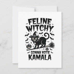 Kattenheks Gaat Op Kamala Stemmen Halloween Notitiekaartje