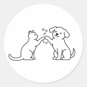 Kattenhonden Verwarmde Rivaliteit Kunst T-shirt Ronde Sticker
