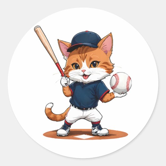 Kattenhonkbalspeler Ronde Sticker (Voorkant)