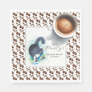 Kattenhuisdier Portret Koffie Liefhebber Servetten
