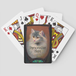  kattenillustratie art nouveau dierenportret pokerkaarten