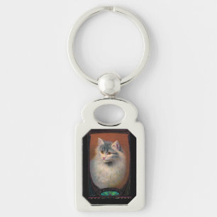  kattenillustratie art nouveau dierenportret sleutelhanger