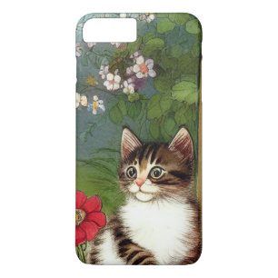  Kattenillustratie met lentevloeren iPhone 8 Plus / 7 Plus Hoesje