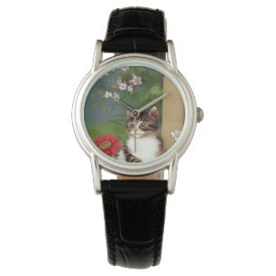  Kattenillustratie met lentevloeren Horloge