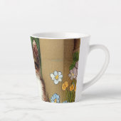 Kattenillustratie met lentevloeren Latte Mok (Rechts)