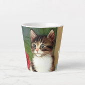 Kattenillustratie met lentevloeren Latte Mok (Voorkant)