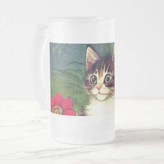 Kattenillustratie met lentevloeren Matglas Bierpul (Voorkant links)