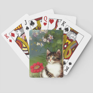  Kattenillustratie met lentevloeren Pokerkaarten