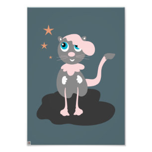 Kattenillustratie voor kinderen Cute Cartoon Kitty Foto Afdruk