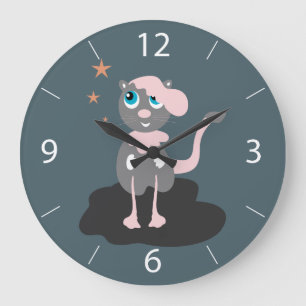 Kattenillustratie voor kinderen Cute Cartoon Kitty Grote Klok