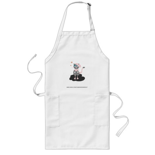 Kattenillustratie voor kinderen Cute Cartoon Kitty Lang Schort (Voorkant)
