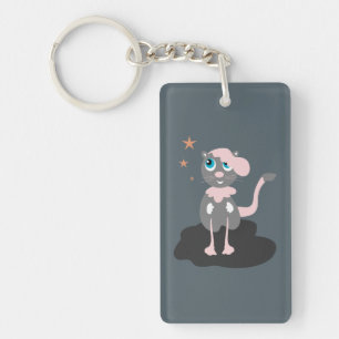 Kattenillustratie voor kinderen Cute Cartoon Kitty Sleutelhanger