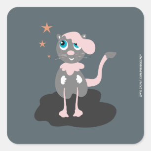 Kattenillustratie voor kinderen Cute Cartoon Kitty Vierkante Sticker