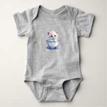 Kattenjong in Beker Blauwe Bloemen Baby Rompertje