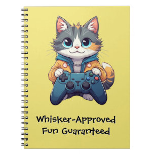 Kattenjong Met Gamecontroller Lachende Gamer Kat Notitieboek