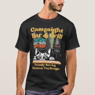 Kattenkampeerterrein Grill grappig sarcastisch kam T-shirt